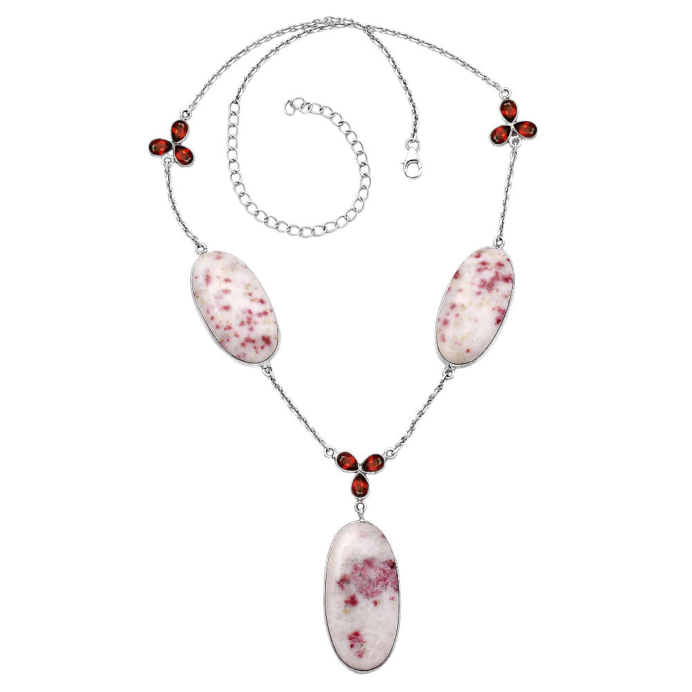 Natural Cinnabar & Garnet Necklace N-1021 SDN1783