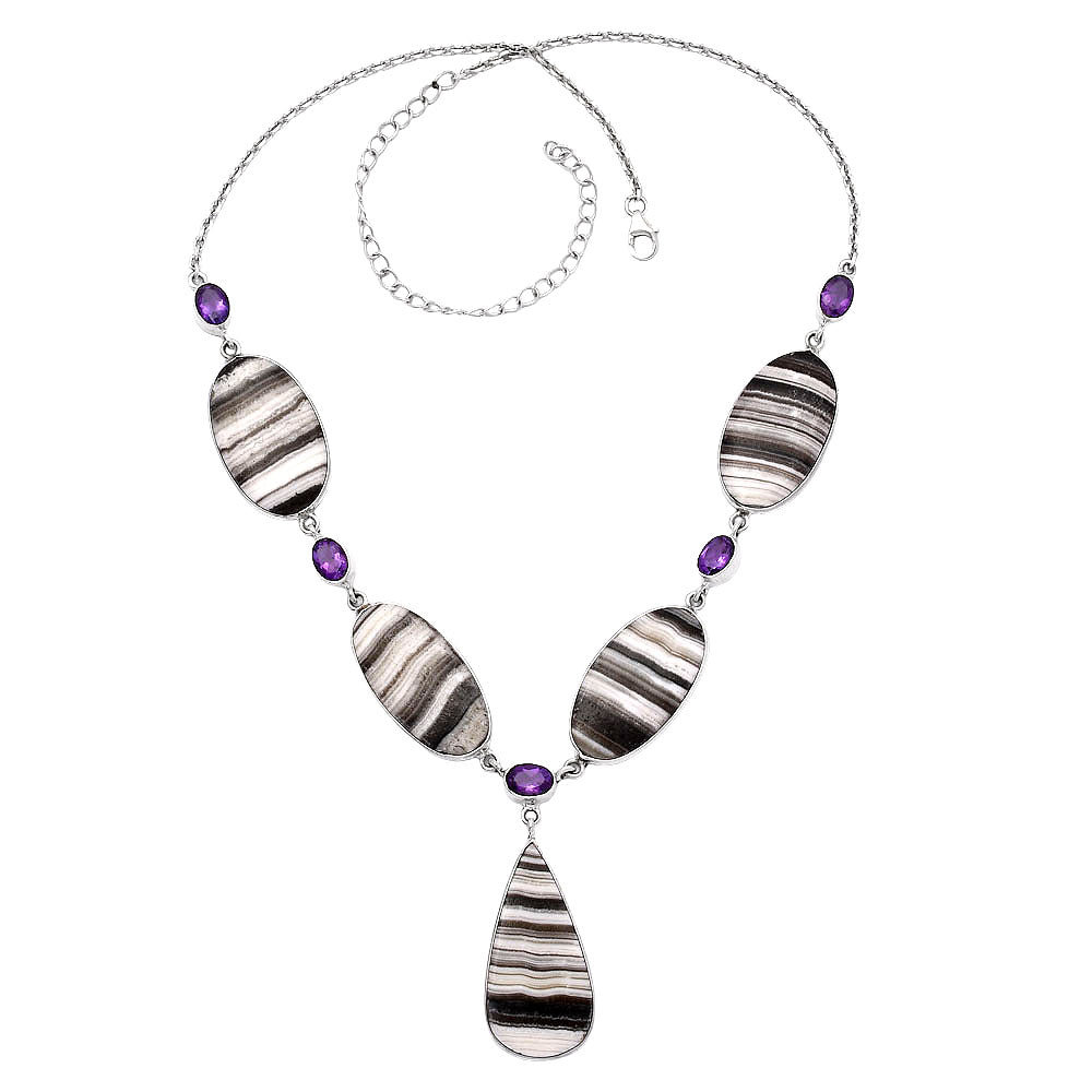 Natural Prairie Agate & Amethyst Necklace N-1022 SDN1823