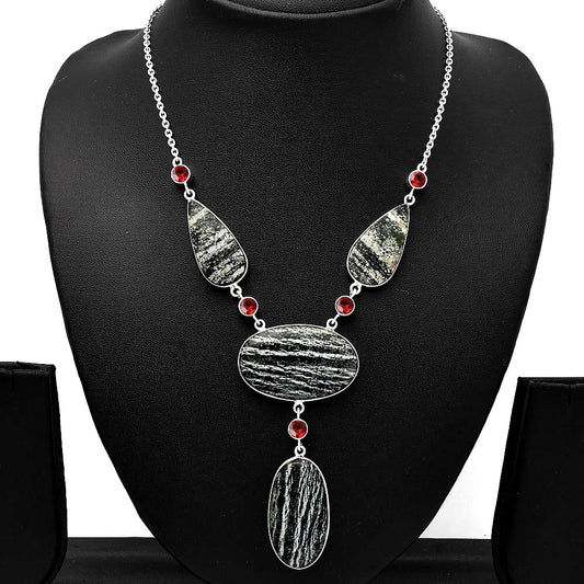 Natural Chrysotile & Garnet Necklace N-1023 SDN1829