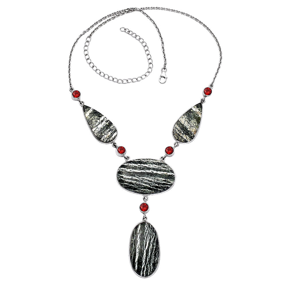 Natural Chrysotile & Garnet Necklace N-1023 SDN1829