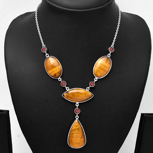 Natural Tiger Eye & Garnet Necklace N-1023 SDN1838