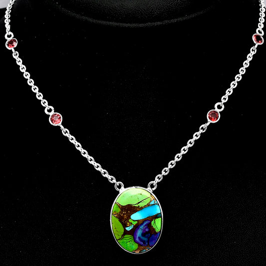 Multi Copper Turquoise & Garnet Necklace N-1012 SDN1887