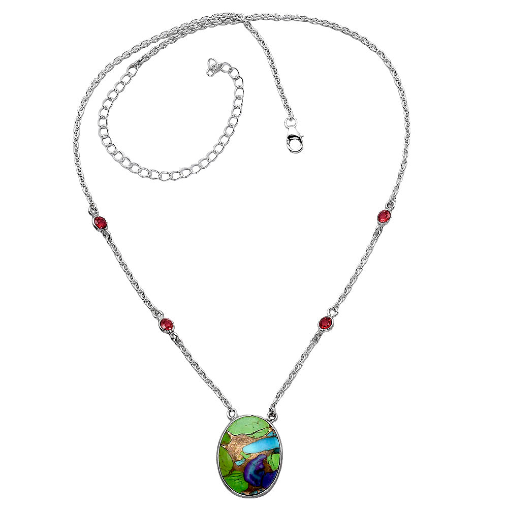 Multi Copper Turquoise & Garnet Necklace N-1012 SDN1887