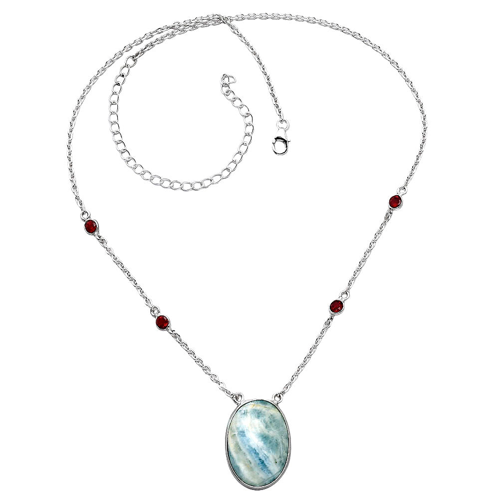 Blue Scheelite - Turkey & Garnet Necklace N-1012 SDN1891