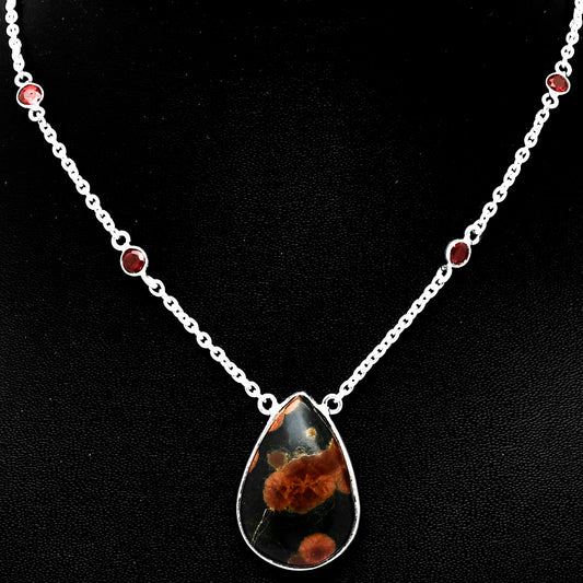 Natural Peanut Obsidian & Garnet Necklace N-1012 SDN1896