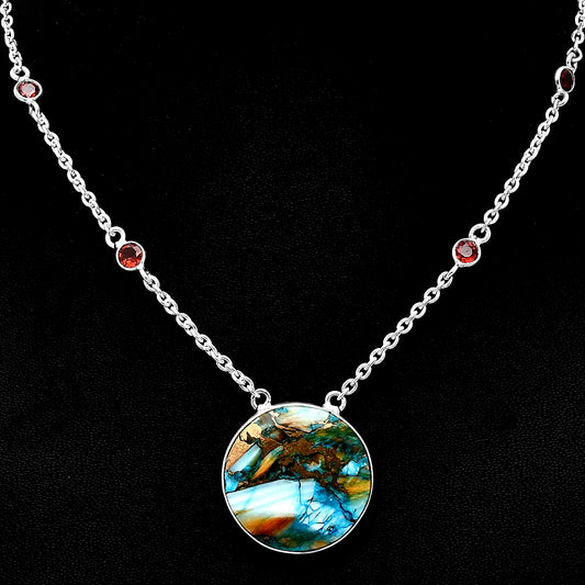 Spiny Oyster Turquoise & Garnet Necklace N-1012 SDN1906