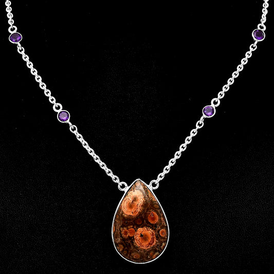 Natural Poppy Jasper & Amethyst Necklace N-1012 SDN1928