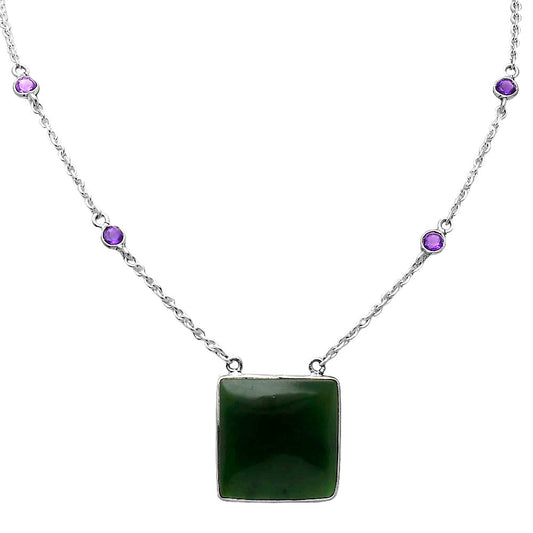 Nephrite Jade - Canada & Amethyst Necklace N-1012 SDN1930