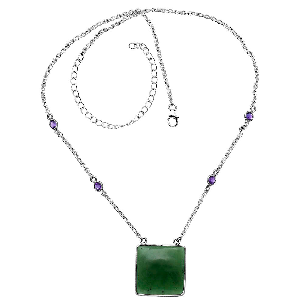 Nephrite Jade - Canada & Amethyst Necklace N-1012 SDN1930