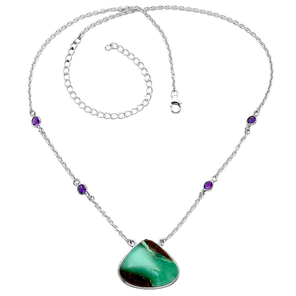 Boulder Chrysoprase & Amethyst Necklace N-1012 SDN1936