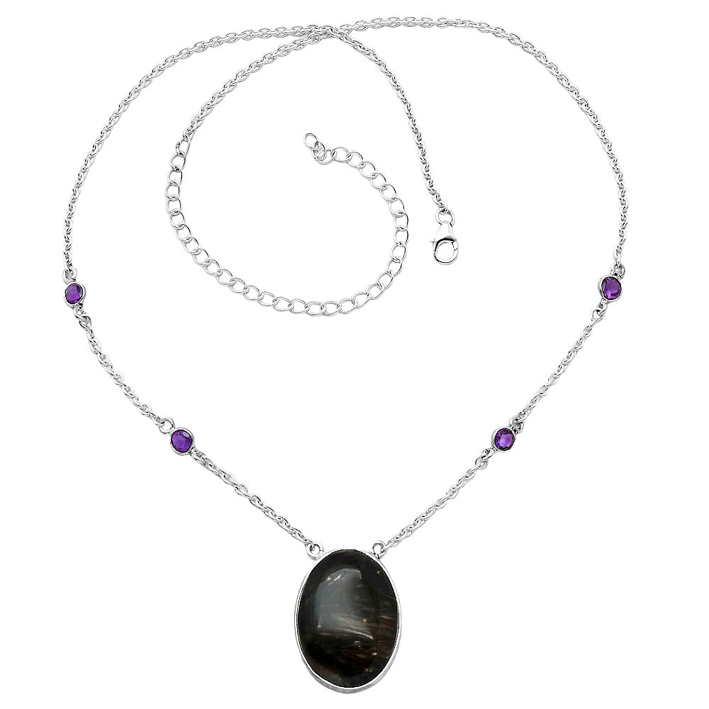 Natural Bat Cave Jasper & Amethyst Necklace N-1012 SDN1941