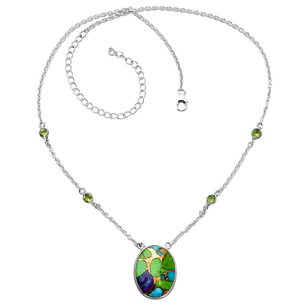 Multi Copper Turquoise & Peridot Necklace N-1012 SDN1943