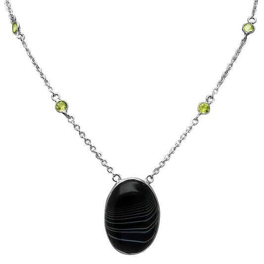 Black Botswana Agate & Peridot Necklace N-1012 SDN1946