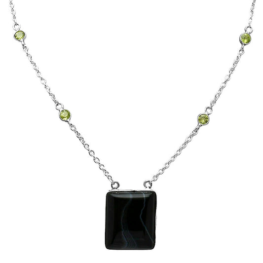 Black Botswana Agate & Peridot Necklace N-1012 SDN1947
