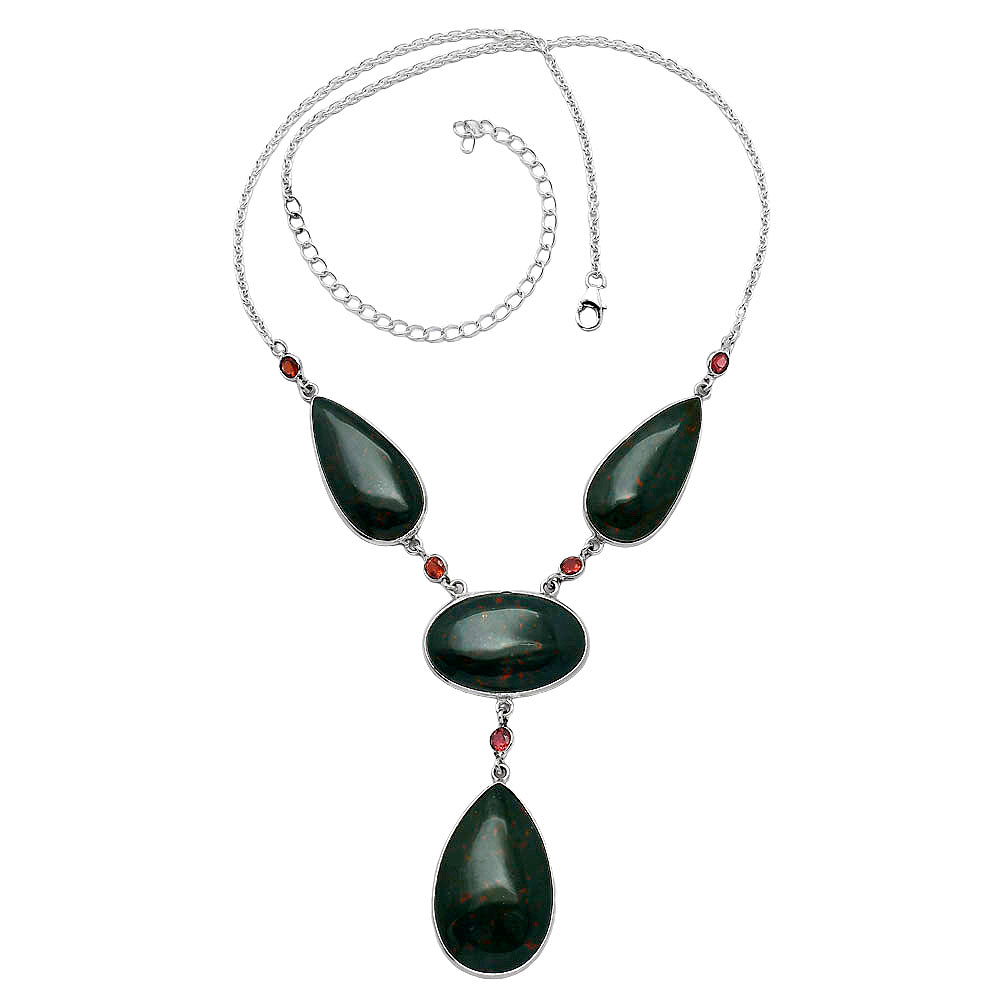 Natural Blood Stone - India & Garnet Necklace N-1023 SDN1956