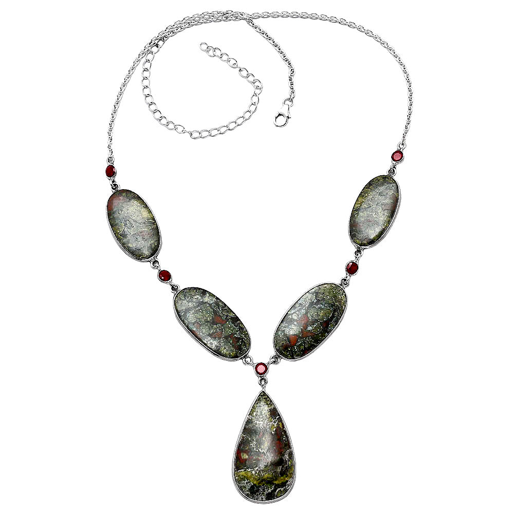 Natural Dragon Blood Stone & Garnet Necklace N-1022 SDN1967