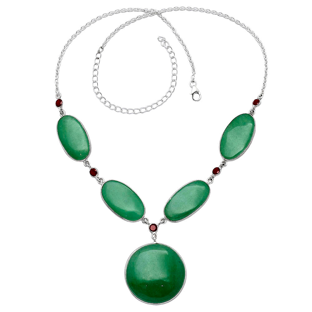 Natural Green Aventurine & Garnet Necklace N-1022 SDN1971