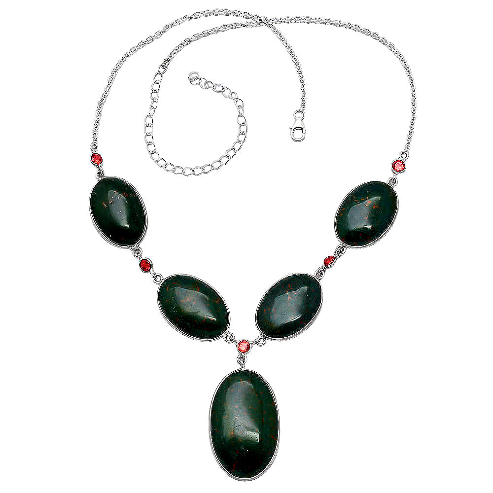 Natural Blood Stone - India & Garnet Necklace N-1022 SDN1978