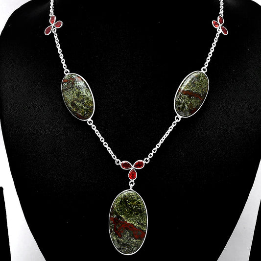 Natural Dragon Blood Stone & Garnet Necklace N-1021 SDN1994