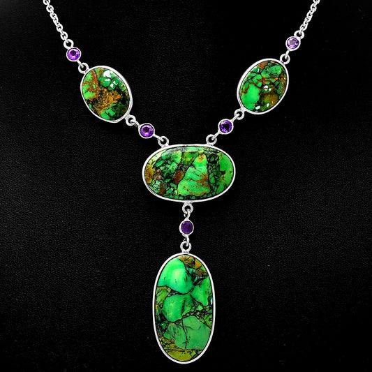 Green Matrix Turquoise & Amethyst Necklace N-1023 SDN2006