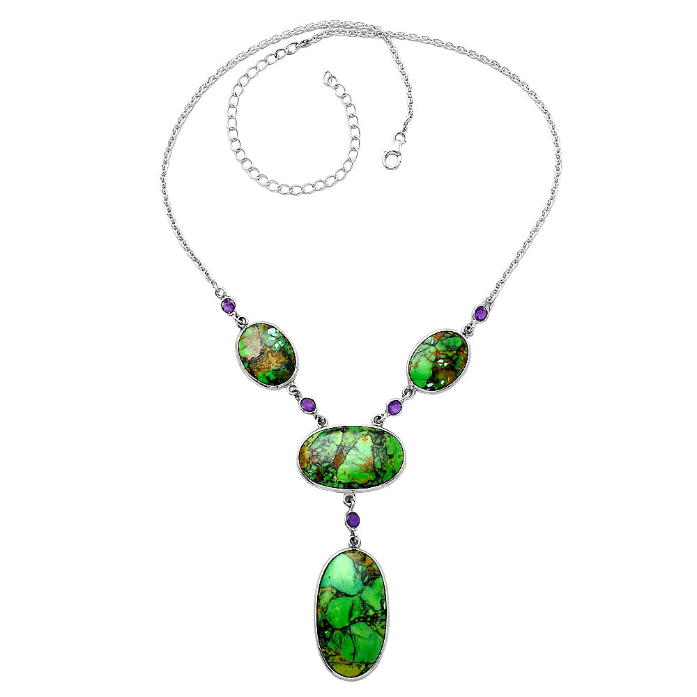 Green Matrix Turquoise & Amethyst Necklace N-1023 SDN2006