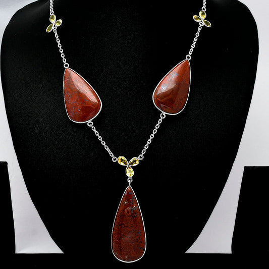Natural Red Moss Agate & Citrine Necklace N-1021 SDN2007