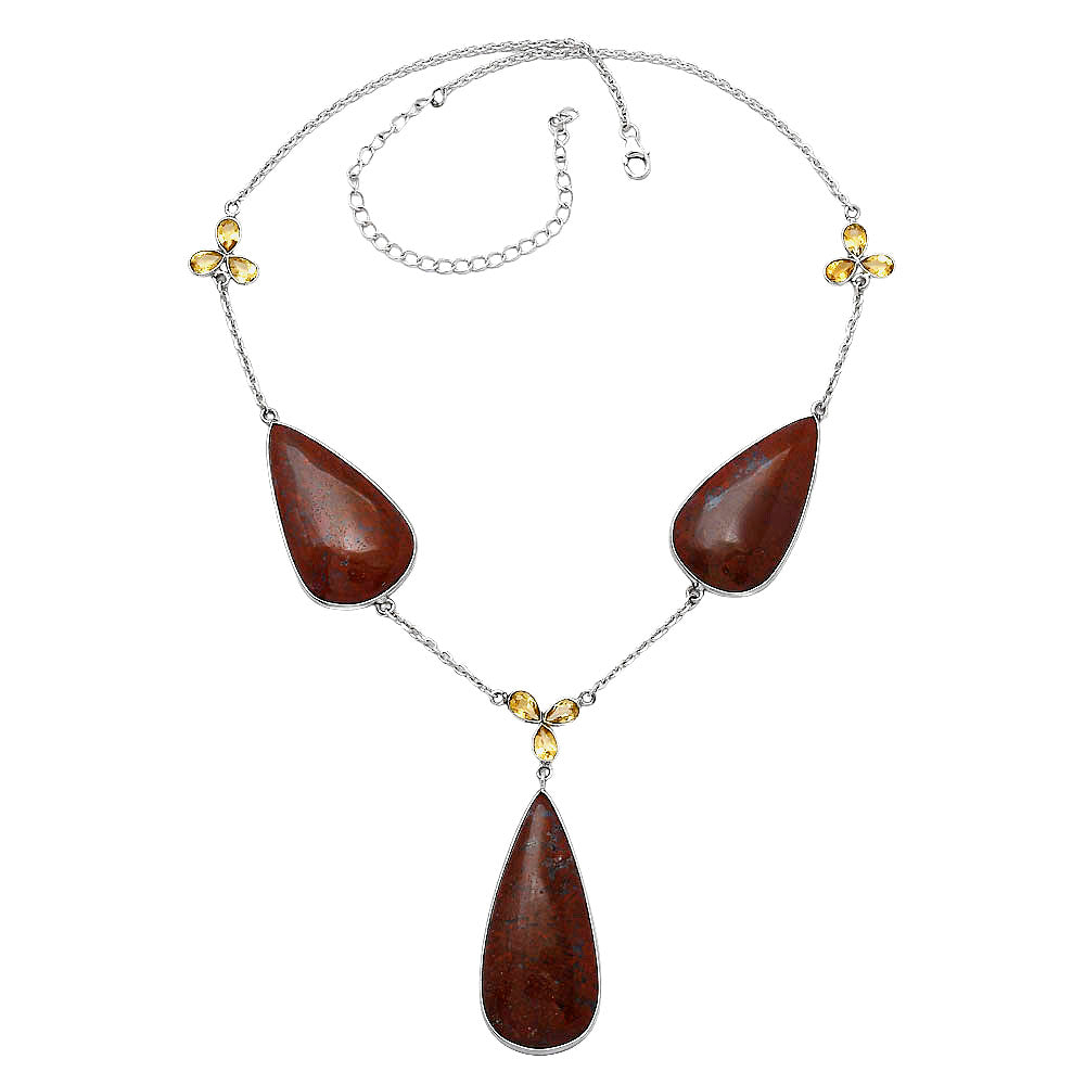 Natural Red Moss Agate & Citrine Necklace N-1021 SDN2007
