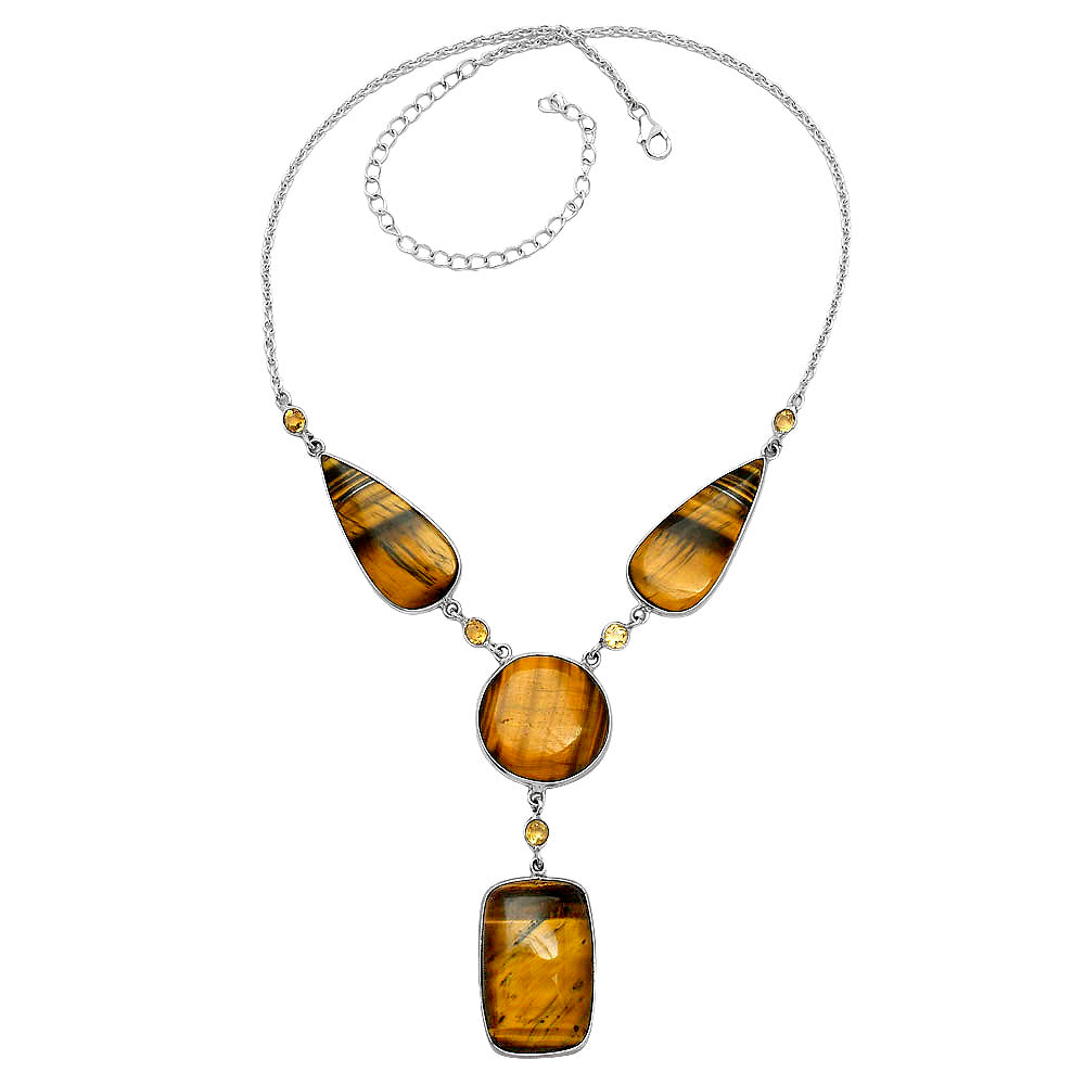 Natural Tiger Eye - Africa & Citrine Necklace N-1023 SDN2010