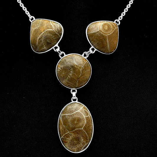 Natural Flower Fossil Coral Necklace N-1013 SDN2023