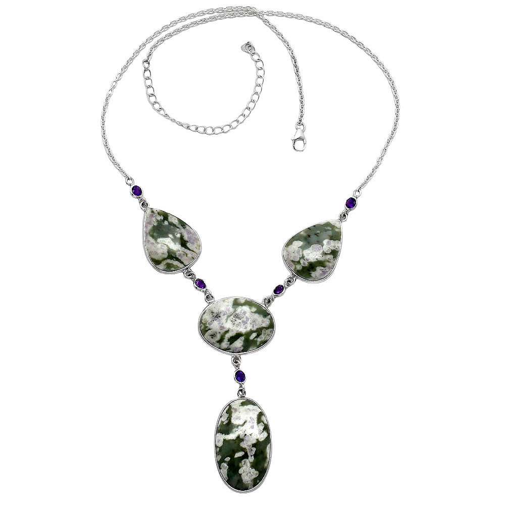 Natural Peace Jade & Amethyst Necklace N-1023 SDN2033