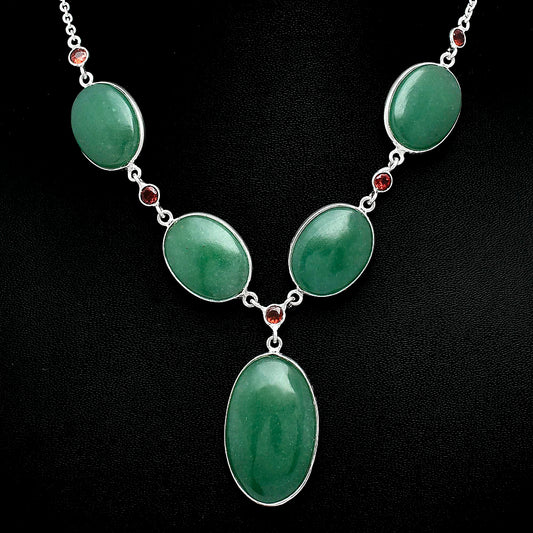 Natural Green Aventurine & Garnet Necklace N-1022 SDN2040