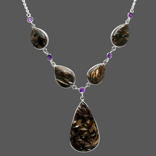 Natural Bat Cave Jasper & Amethyst Necklace N-1022 SDN2044