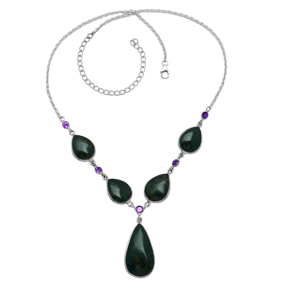 Blood Stone - India & Amethyst Necklace N-1022 SDN2047