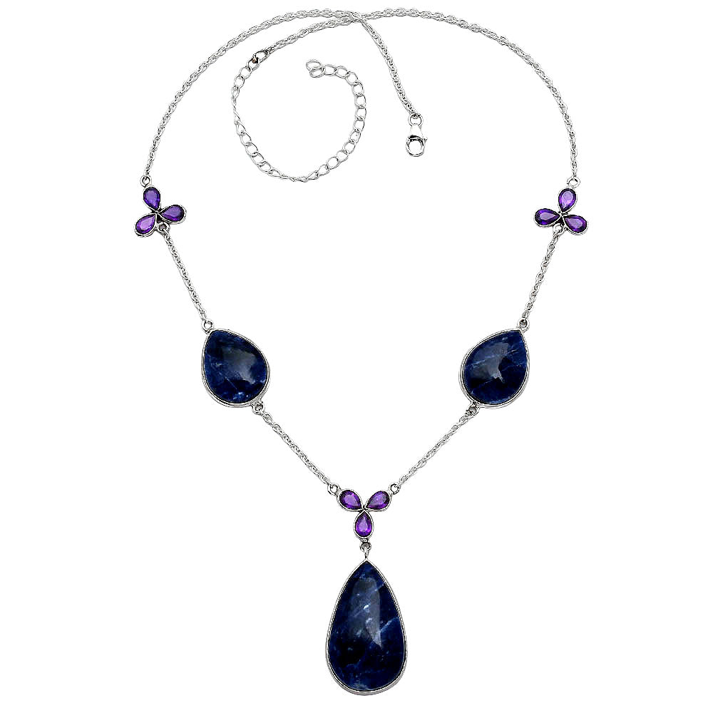 Natural Sodalite & Amethyst Necklace N-1021 SDN2054