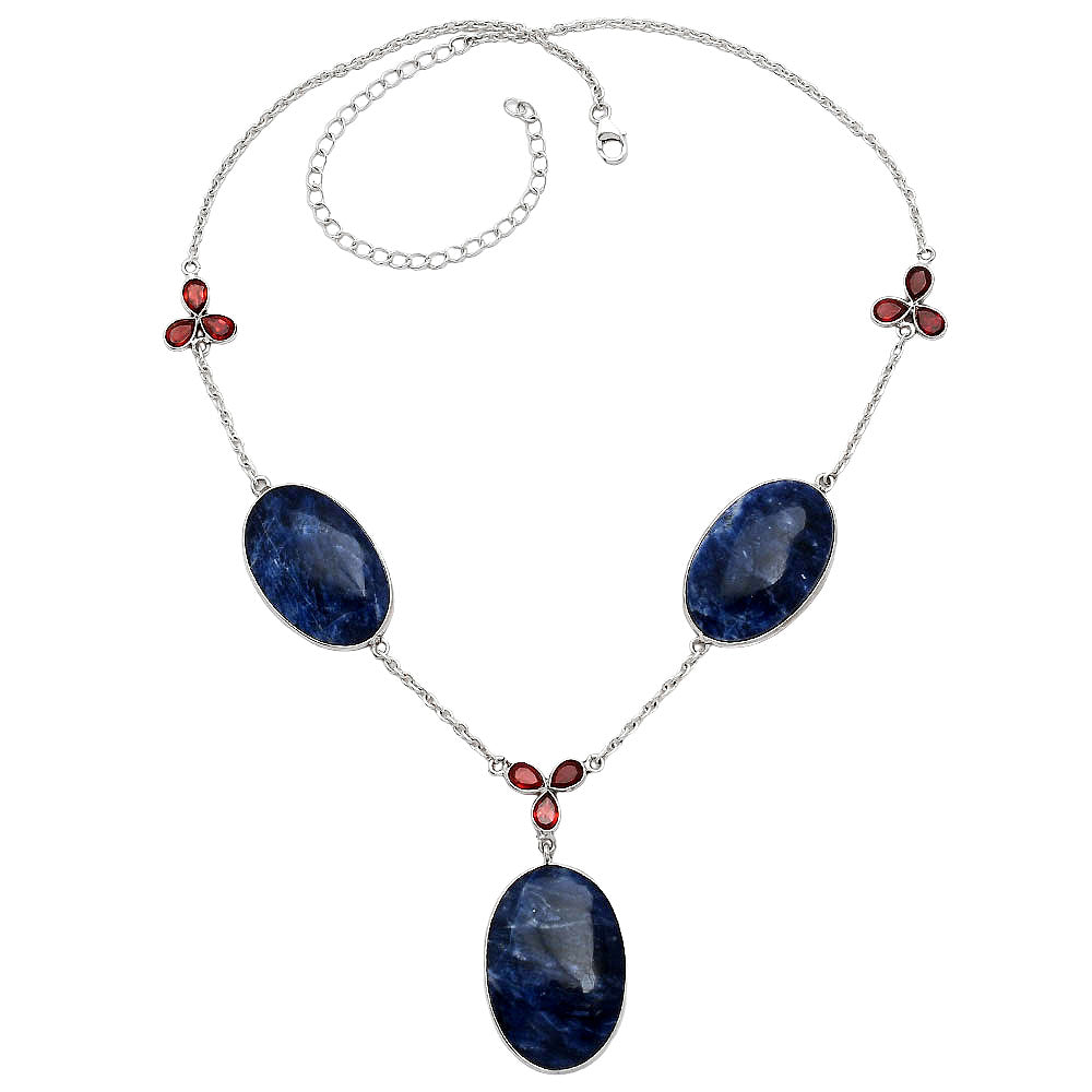 Natural Sodalite & Garnet Necklace N-1021 SDN2061