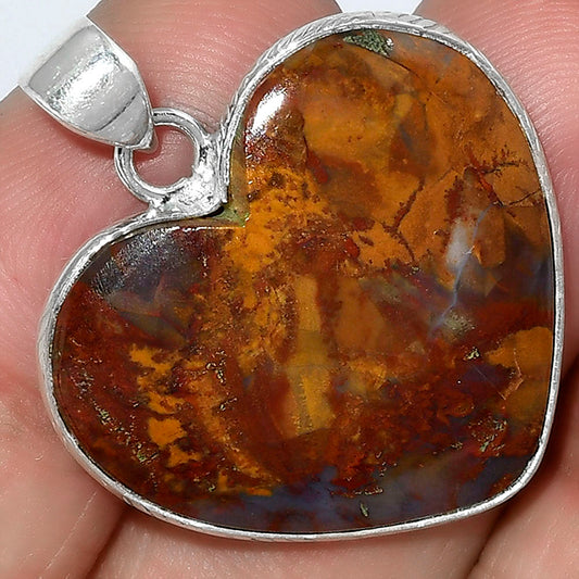 Heart Natural Purple Cow Jasper Pendant P-1043 SDP101274