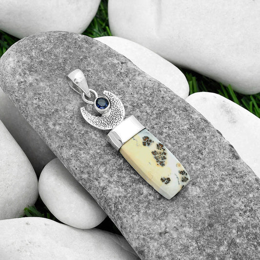 Crescent Moon Maligano Jasper & Iolite Pendant P-1453 SDP103233
