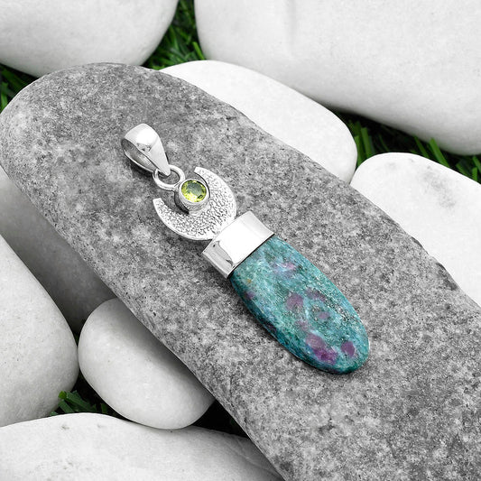 Crescent Moon Ruby In Kyanite & Peridot Pendant P-1453 SDP103242