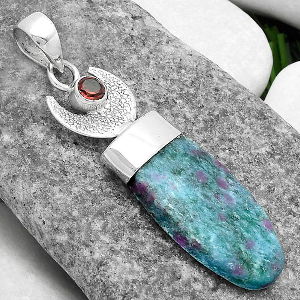 Crescent Moon Ruby In Kyanite & Garnet Pendant P-1453 SDP103245