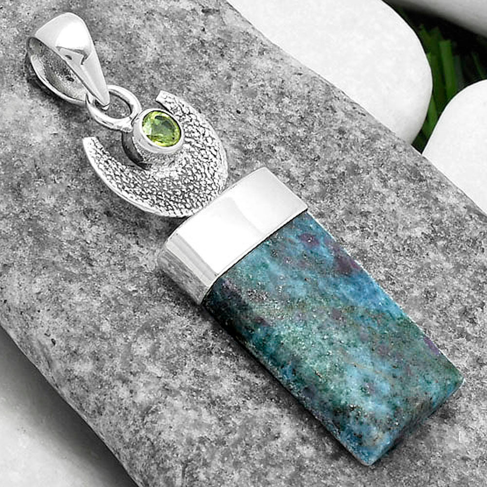 Crescent Moon Ruby In Kyanite & Peridot Pendant P-1453 SDP103249