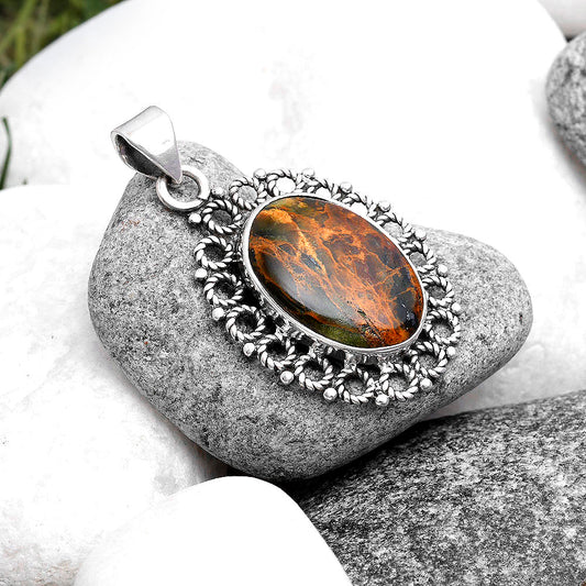 Natural Turkish Rainforest Chrysocolla Pendant P-1009 SDP103256