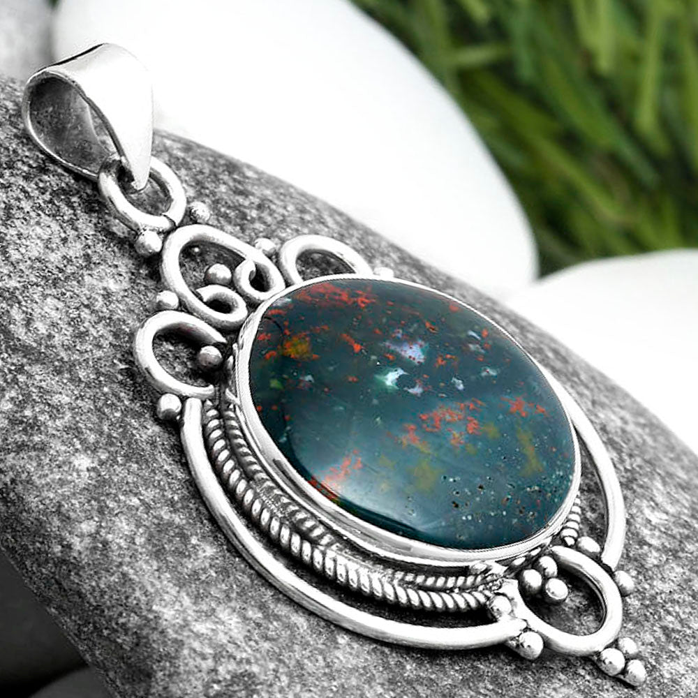Natural Blood Stone - India Pendant P-1569 SDP103299