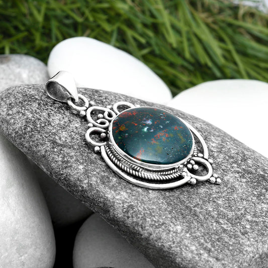 Natural Blood Stone - India Pendant P-1569 SDP103299