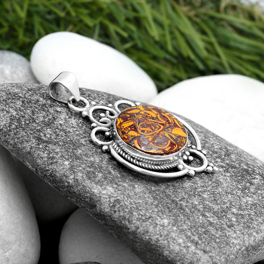 Natural Coquina Fossil Jasper - India Pendant P-1569 SDP103314