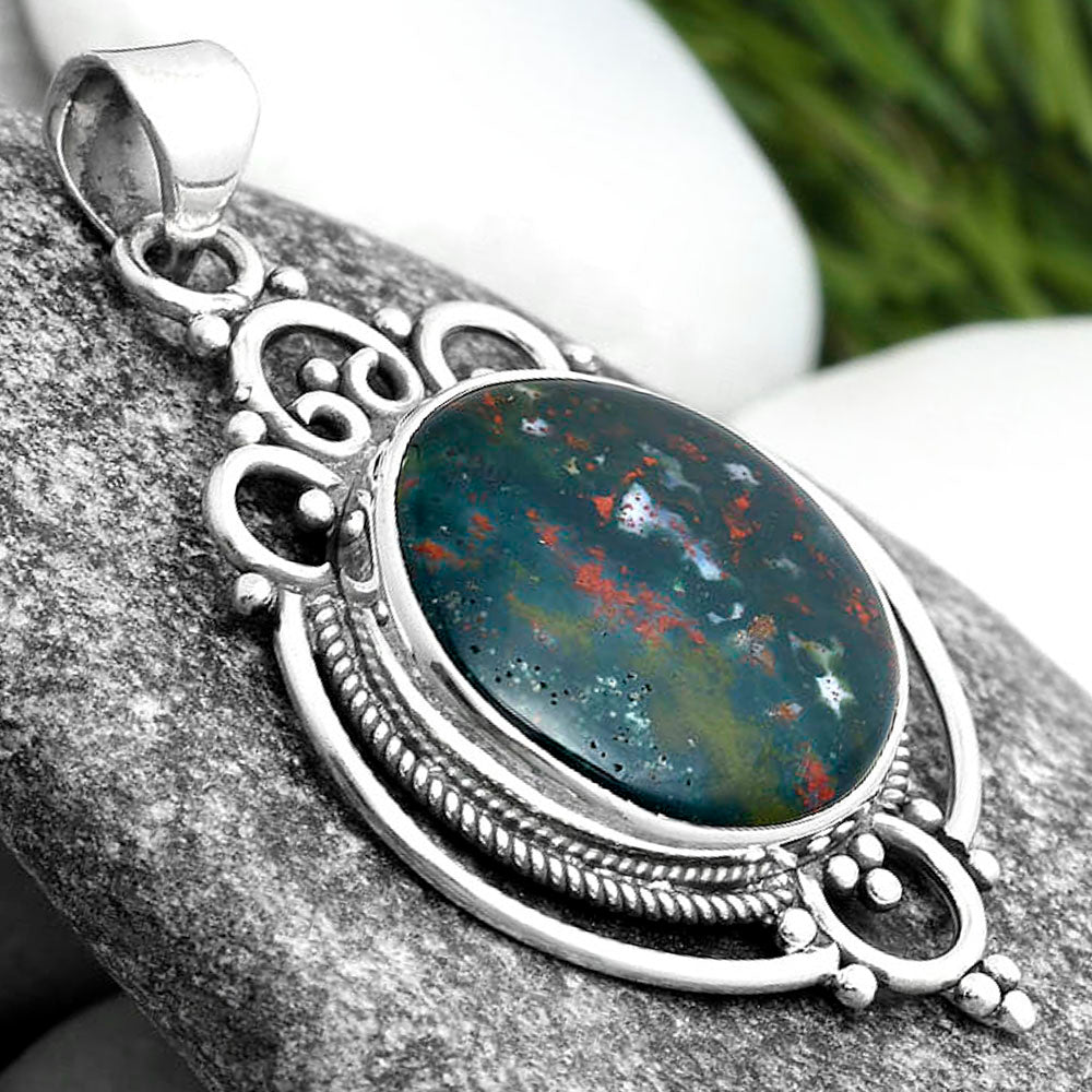 Natural Blood Stone - India Pendant P-1569 SDP103319