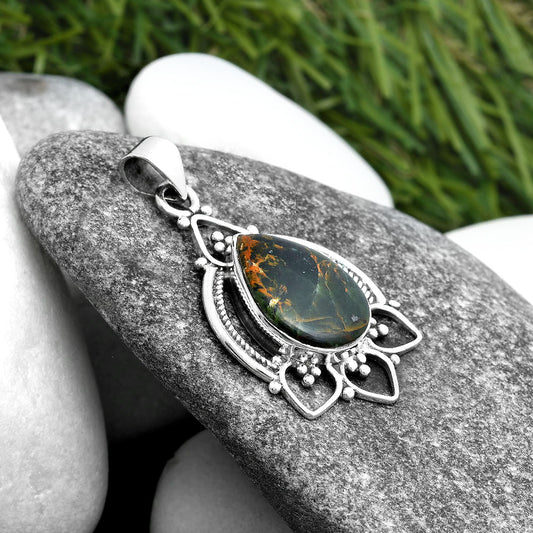 Natural Turkish Rainforest Chrysocolla Pendant P-1444 SDP103371