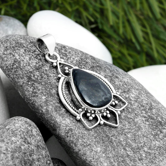 Crown Of Silver Psilomelane - Black Malachite Pendant P-1444 SDP103399