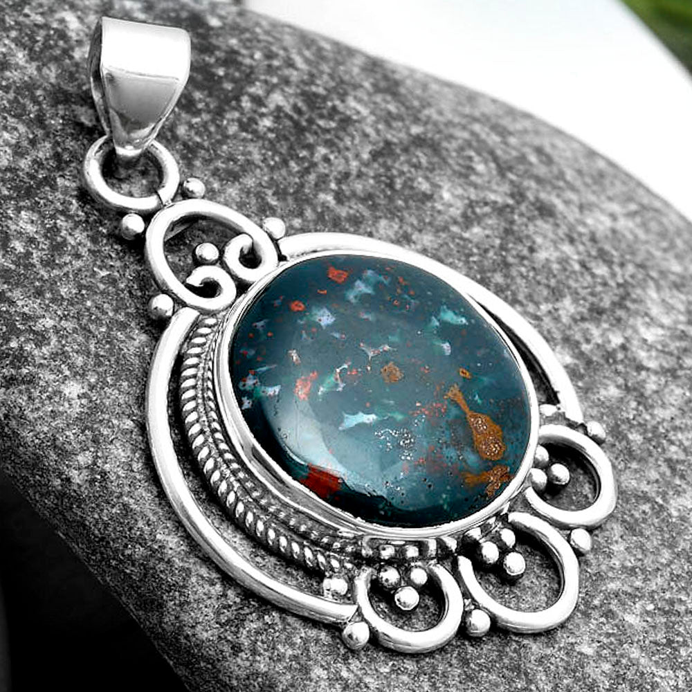 Natural Blood Stone - India Pendant P-1569 SDP103529
