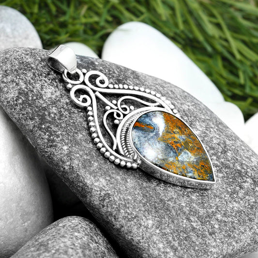 Natural Indian Blanket Jasper Pendant P-1541 SDP103552