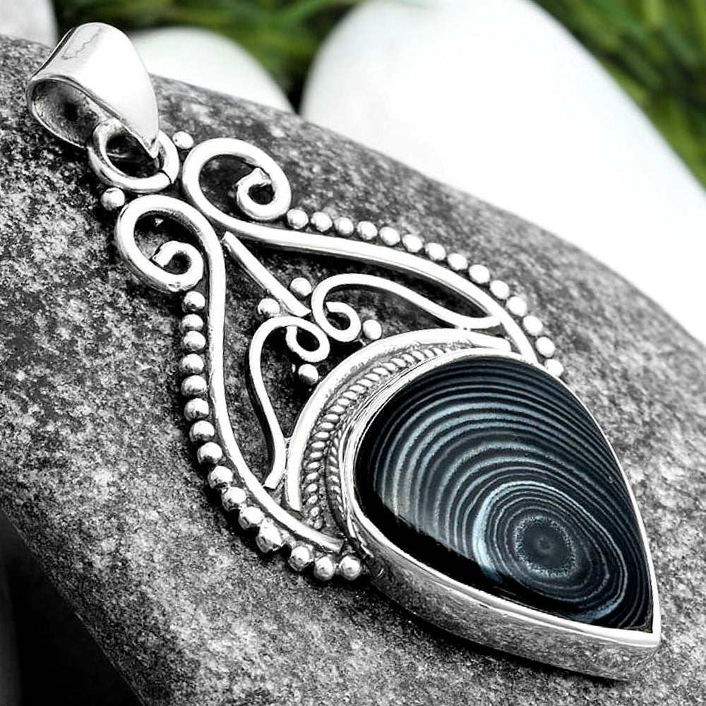 Crown Of Silver Psilomelane - Black Malachite Pendant P-1541 SDP103555